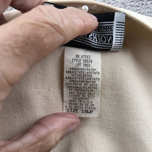 S.L. Fashions Womens Blazer Jacket Size 18WP Embroidered Floral Ivory Button Up - Picture 8 of 11